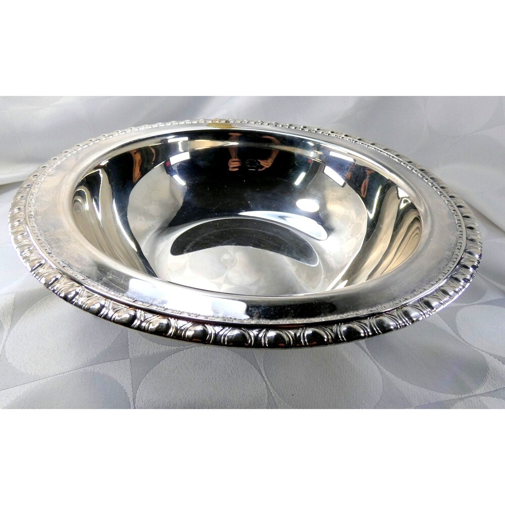 ROGERS & BRO VTG Silver Plated Scalloped Edge Footed Serving Bowl Dish